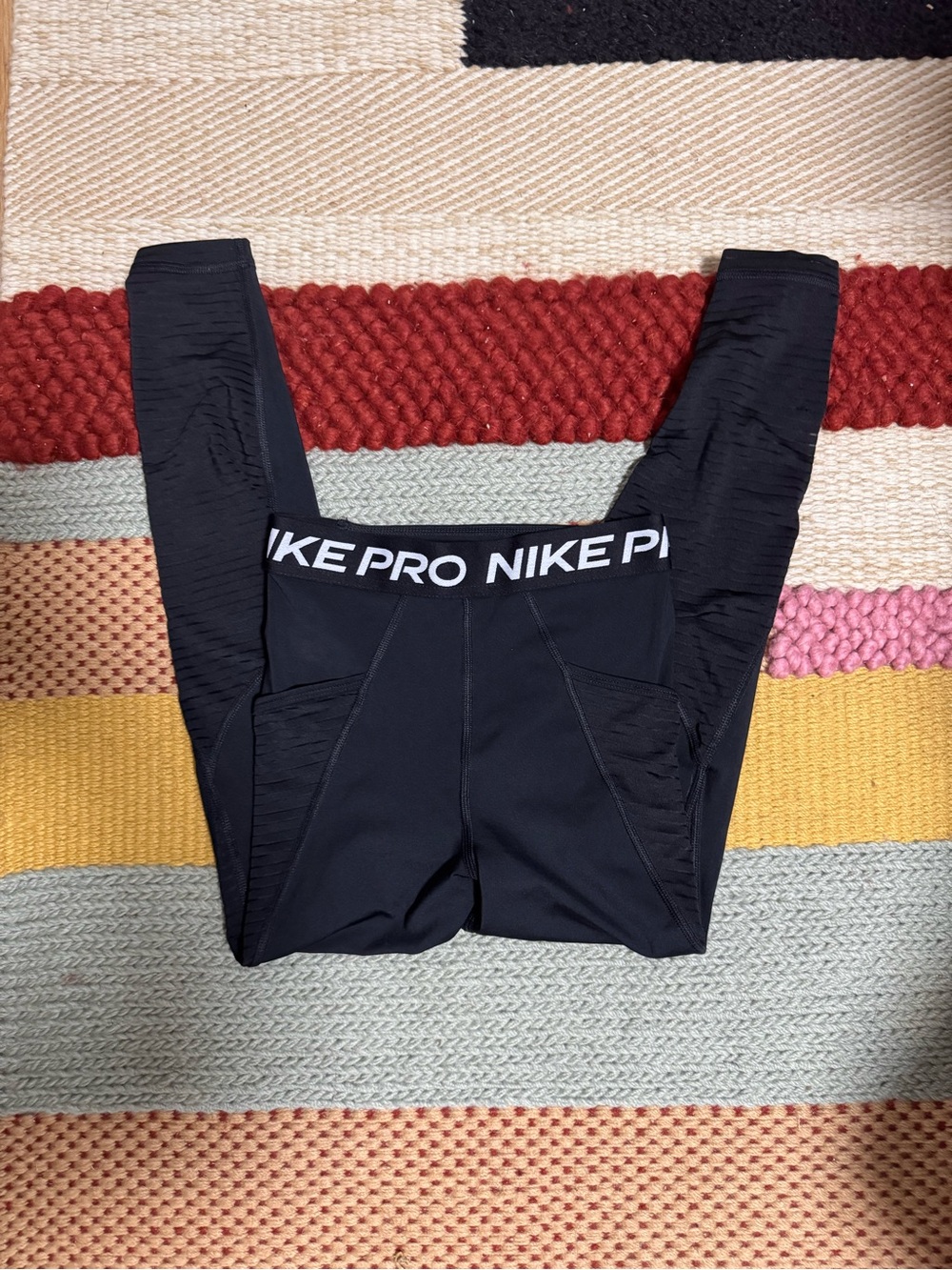Nike Black Training Leggings with White Logo Waistband